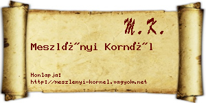 Meszlényi Kornél névjegykártya