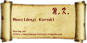 Meszlényi Kornél névjegykártya